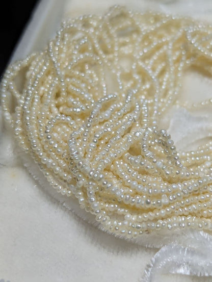 N105 K14WG 54cm 10-row Akoya pearls bead necklace with 1-2mm small sand pendulum pearls