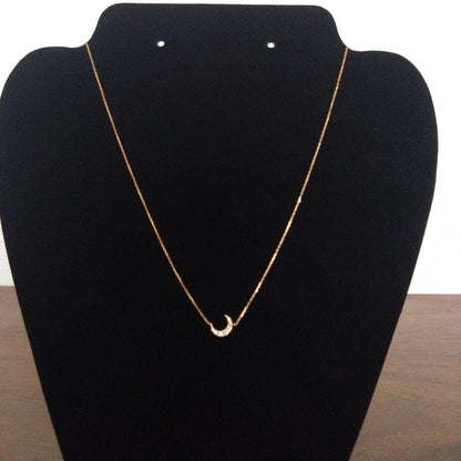 Agat Moon Motif Necklace in K18 gold with diamond accents measuring approximately 40 cm long