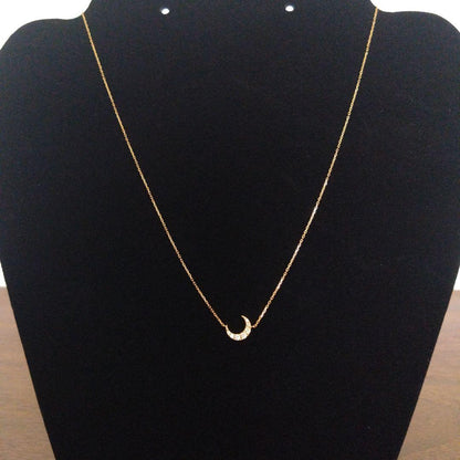 Agat Moon Motif Necklace in K18 gold with diamond accents measuring approximately 40 cm long