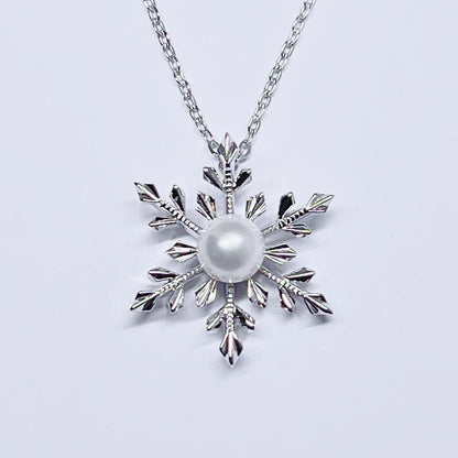 Mikimoto Snowflake pearl necklace with 6.2mm pearls and silver chain 42cm length