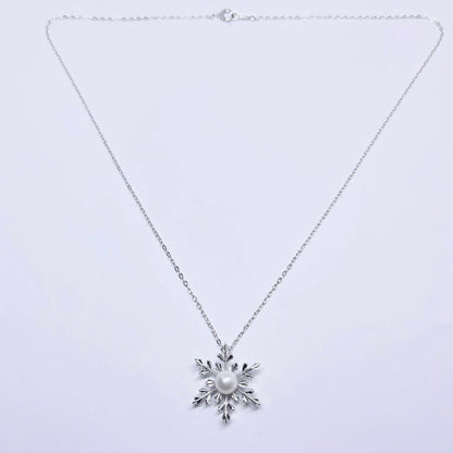 Mikimoto Snowflake pearl necklace with 6.2mm pearls and silver chain 42cm length