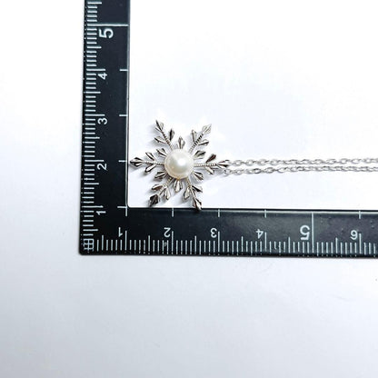 Mikimoto Snowflake pearl necklace with 6.2mm pearls and silver chain 42cm length