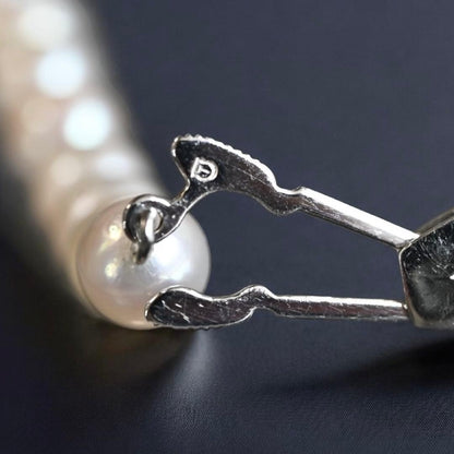 Takatsuki Maki Pearls Long Akoya Necklace with round 6.3-5.8mm pearls and silver clasp on 92cm chain