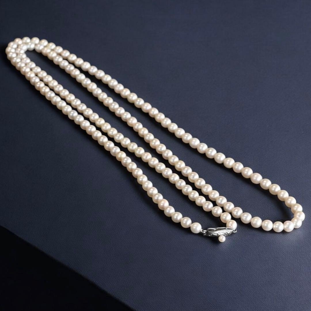 Takatsuki Maki Pearls Long Akoya Necklace with round 6.3-5.8mm pearls and silver clasp on 92cm chain