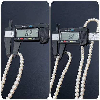 Takatsuki Maki Pearls Long Akoya Necklace with round 6.3-5.8mm pearls and silver clasp on 92cm chain