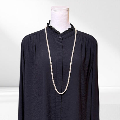 Takatsuki Maki Pearls Long Akoya Necklace with round 6.3-5.8mm pearls and silver clasp on 92cm chain