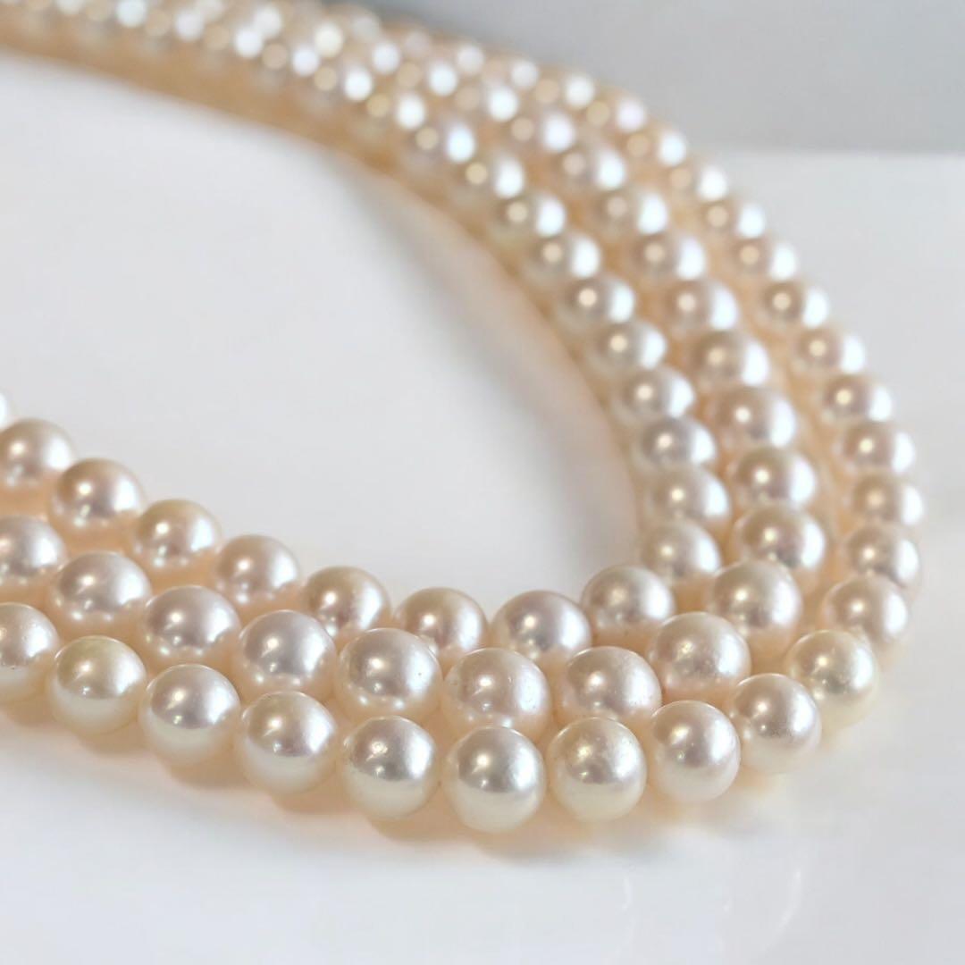 Takatsuki Maki Pearls Long Akoya Necklace with round 6.3-5.8mm pearls and silver clasp on 92cm chain