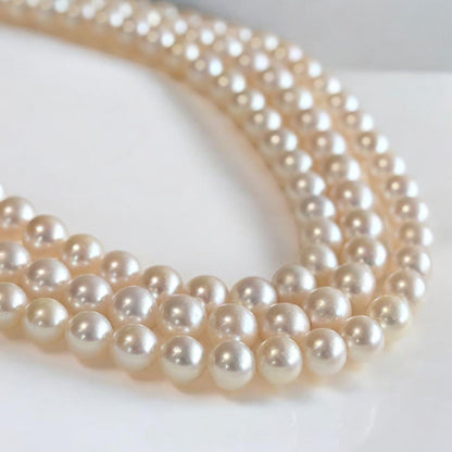 Takatsuki Maki Pearls Long Akoya Necklace with round 6.3-5.8mm pearls and silver clasp on 92cm chain