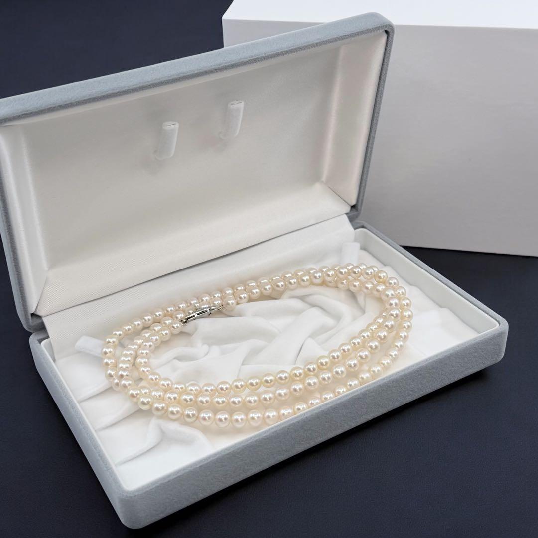 Takatsuki Maki Pearls Long Akoya Necklace with round 6.3-5.8mm pearls and silver clasp on 92cm chain