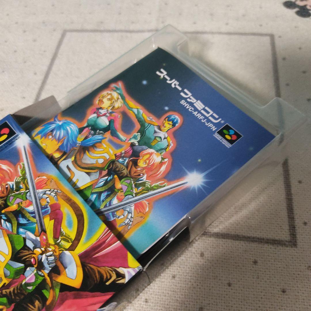Super Famicom Star Ocean game cartridge in box with small dent on the box