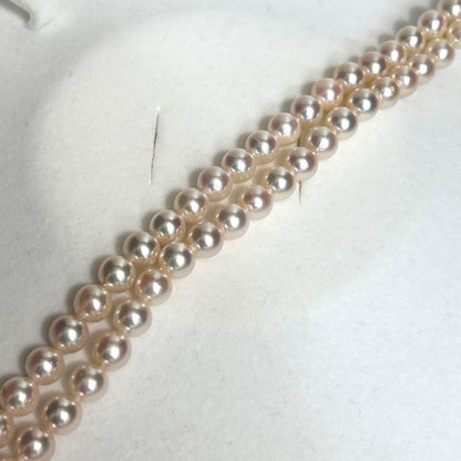 2-strand Akoya pearl necklace with 7mm pearls and silver clasp, 43.5cm length