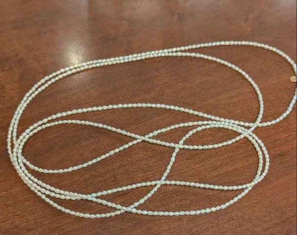 Agato ASLARO pearl long necklace with 18 karat gold, 140 cm length