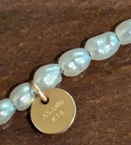 Agato ASLARO pearl long necklace with 18 karat gold, 140 cm length