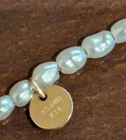 Agato ASLARO pearl long necklace with 18 karat gold, 140 cm length
