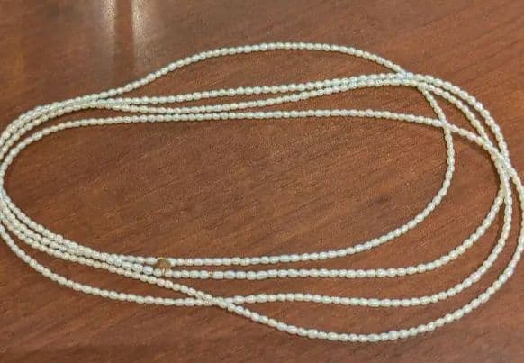 Agato ASLARO pearl long necklace with 18 karat gold, 140 cm length