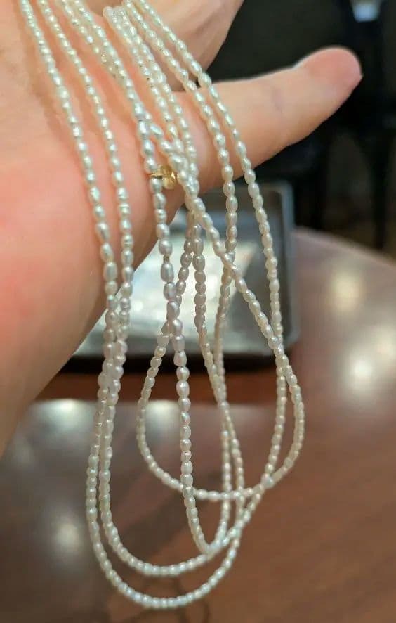 Agato ASLARO pearl long necklace with 18 karat gold, 140 cm length