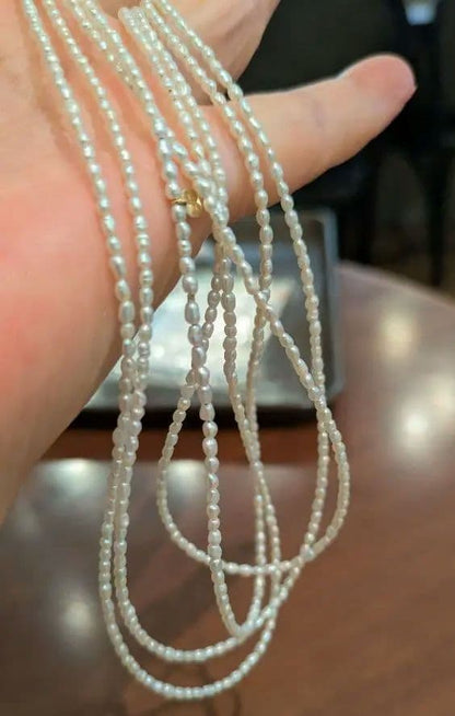 Agato ASLARO pearl long necklace with 18 karat gold, 140 cm length