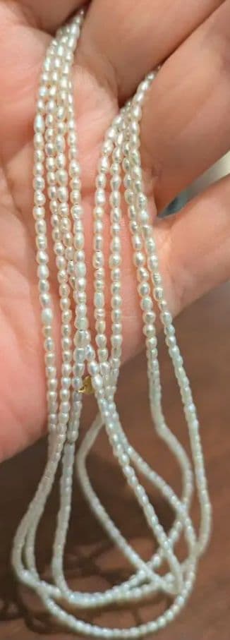 Agato ASLARO pearl long necklace with 18 karat gold, 140 cm length