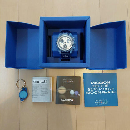 swatch Super Blue Moonphase Quartz Men's — Japanese
