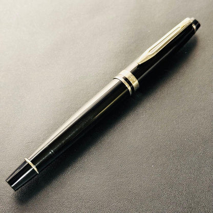 Waterman Expert Essential Black fountain pen with silver stainless steel accents and fine point nib