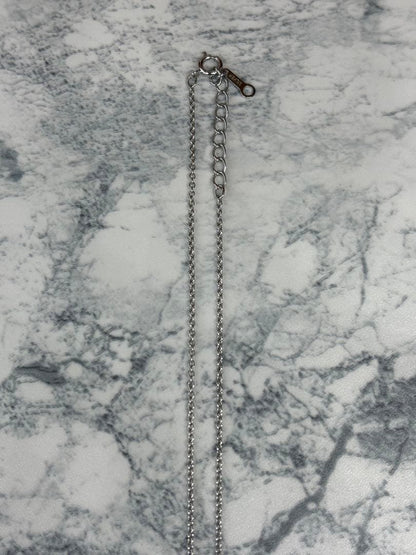 TASKA 7.1mm Akoya pearl necklace with silver mark on 40cm chain displayed on white background