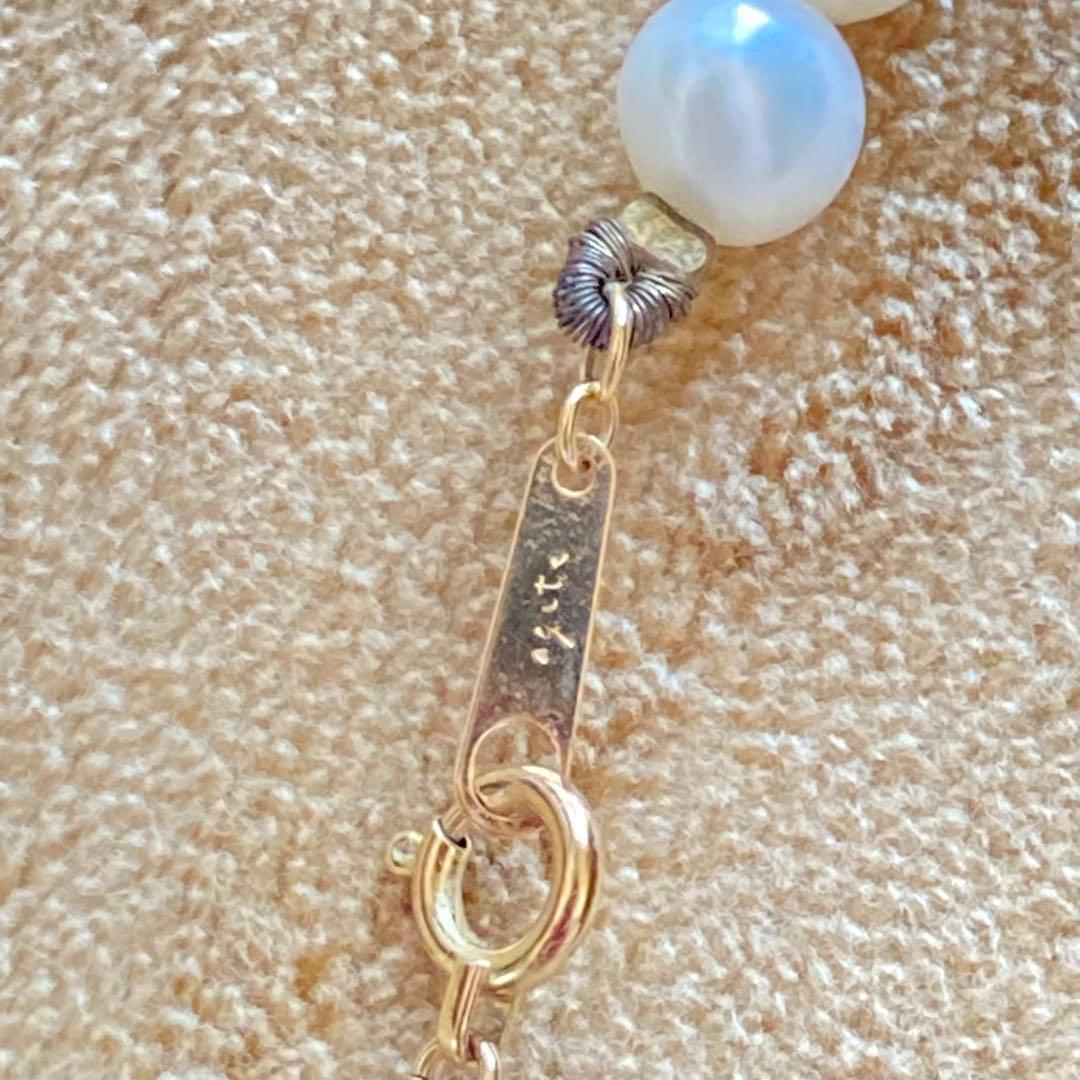 Agete K18 Akoya Pearl Necklace featuring lustrous pearls on a 60 cm gold chain