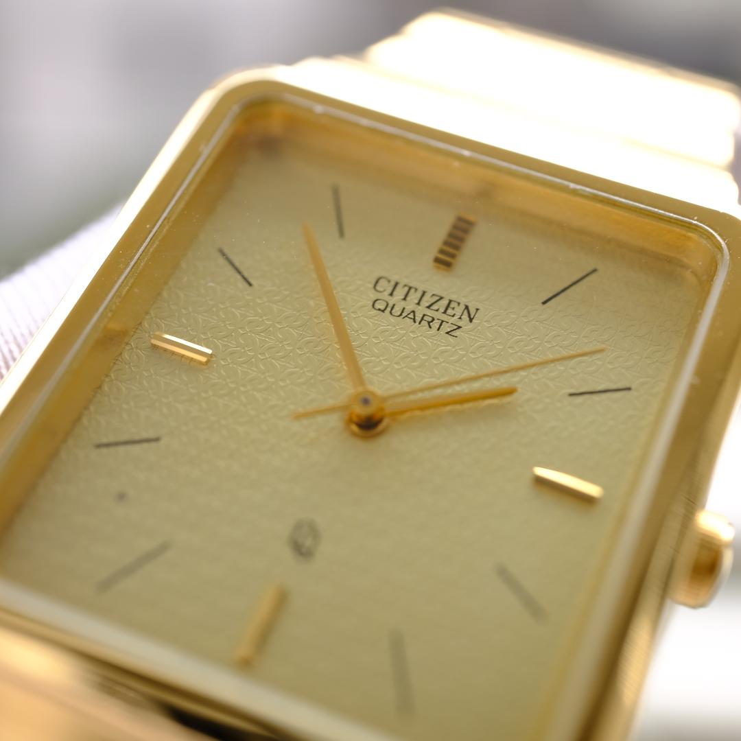 Citizen Tank Gold Quartz Men's Watch — Japanese