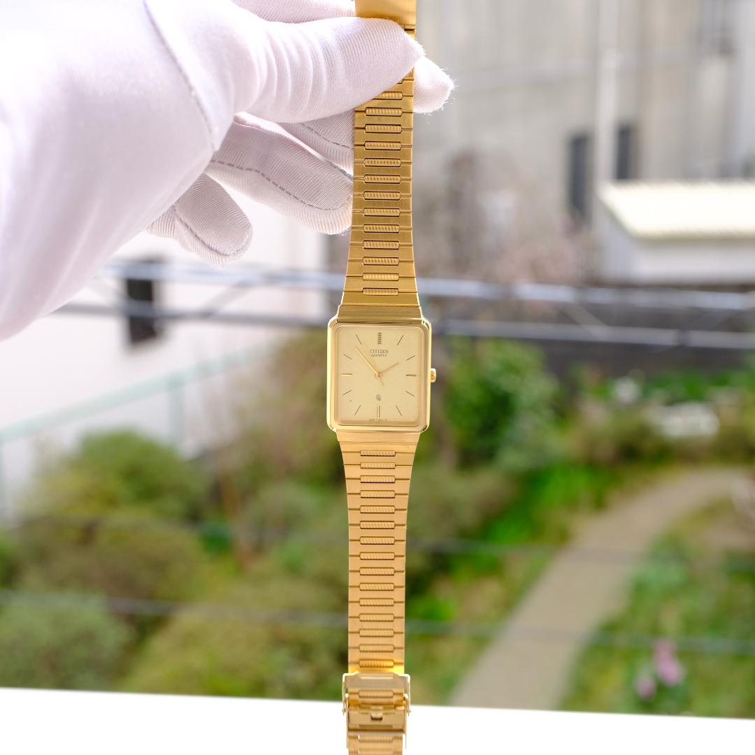 Citizen Tank Gold Quartz Men's Watch — Japanese