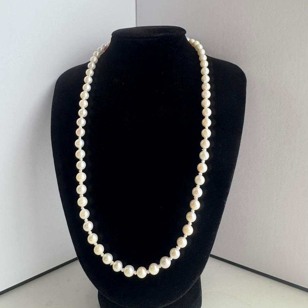 Mitsukoshi Akoya 5mm small round pearl necklace with silver fittings and removable mini cameo charm