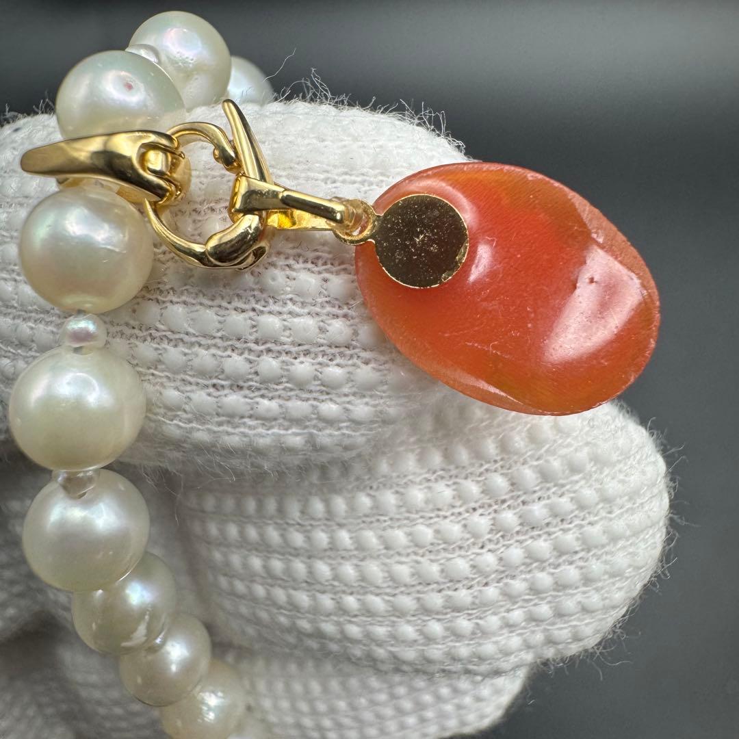Mitsukoshi Akoya 5mm small round pearl necklace with silver fittings and removable mini cameo charm
