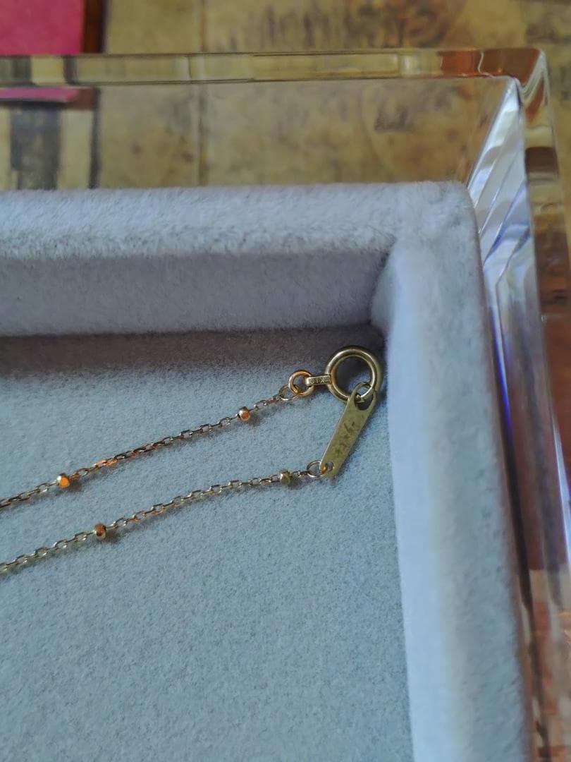 Agete yellow gold K10 necklace chain 45cm with engraved adjuster and guarantee certificate