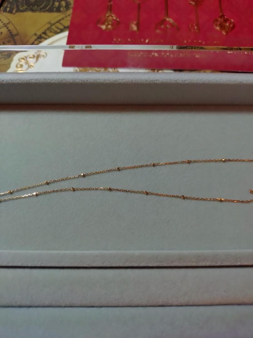Agete yellow gold K10 necklace chain 45cm with engraved adjuster and guarantee certificate