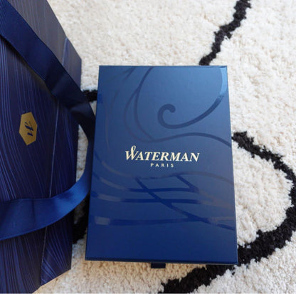 Waterman ballpoint pen set with black case and matching carrying bag, unused and new condition