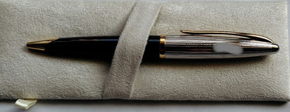 Waterman ballpoint pen with company name marking, unused with slight discoloration on clip