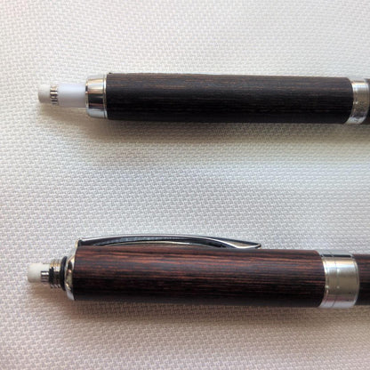 Pilot Legno set with two multifunctional ballpoint pens and one 0.5mm mechanical pencil showing black wooden design