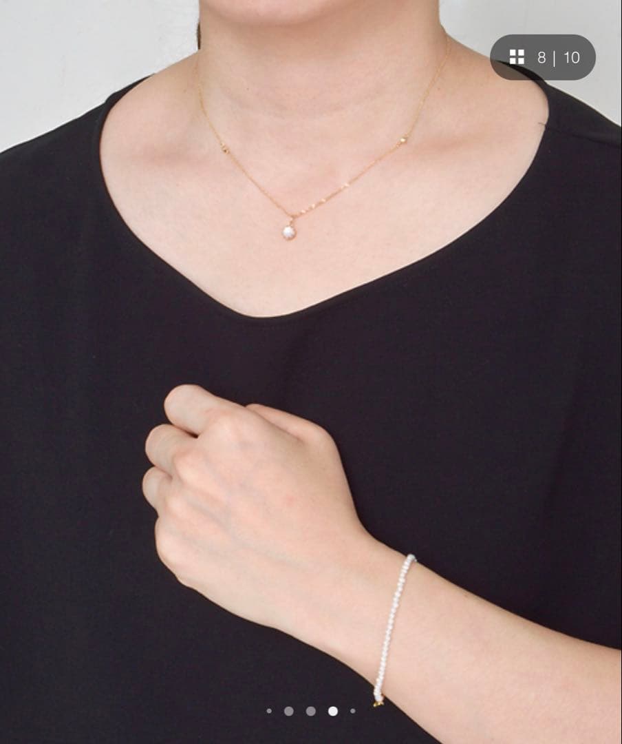 agete 2014 Spring Special Necklace in K10 Gold with 6mm charm and removable pearl on 40cm chain