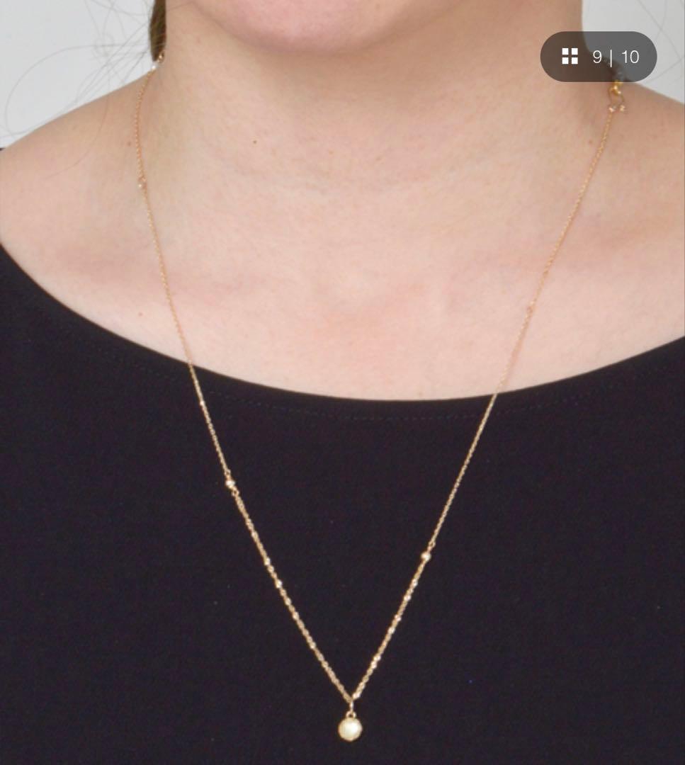agete 2014 Spring Special Necklace in K10 Gold with 6mm charm and removable pearl on 40cm chain