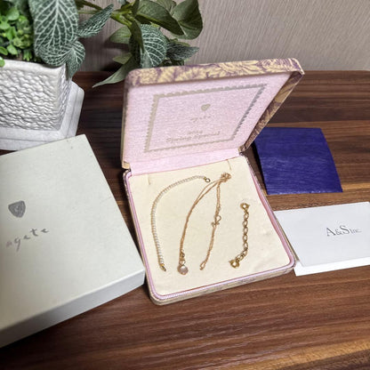 agete 2014 Spring Special Necklace in K10 Gold with 6mm charm and removable pearl on 40cm chain