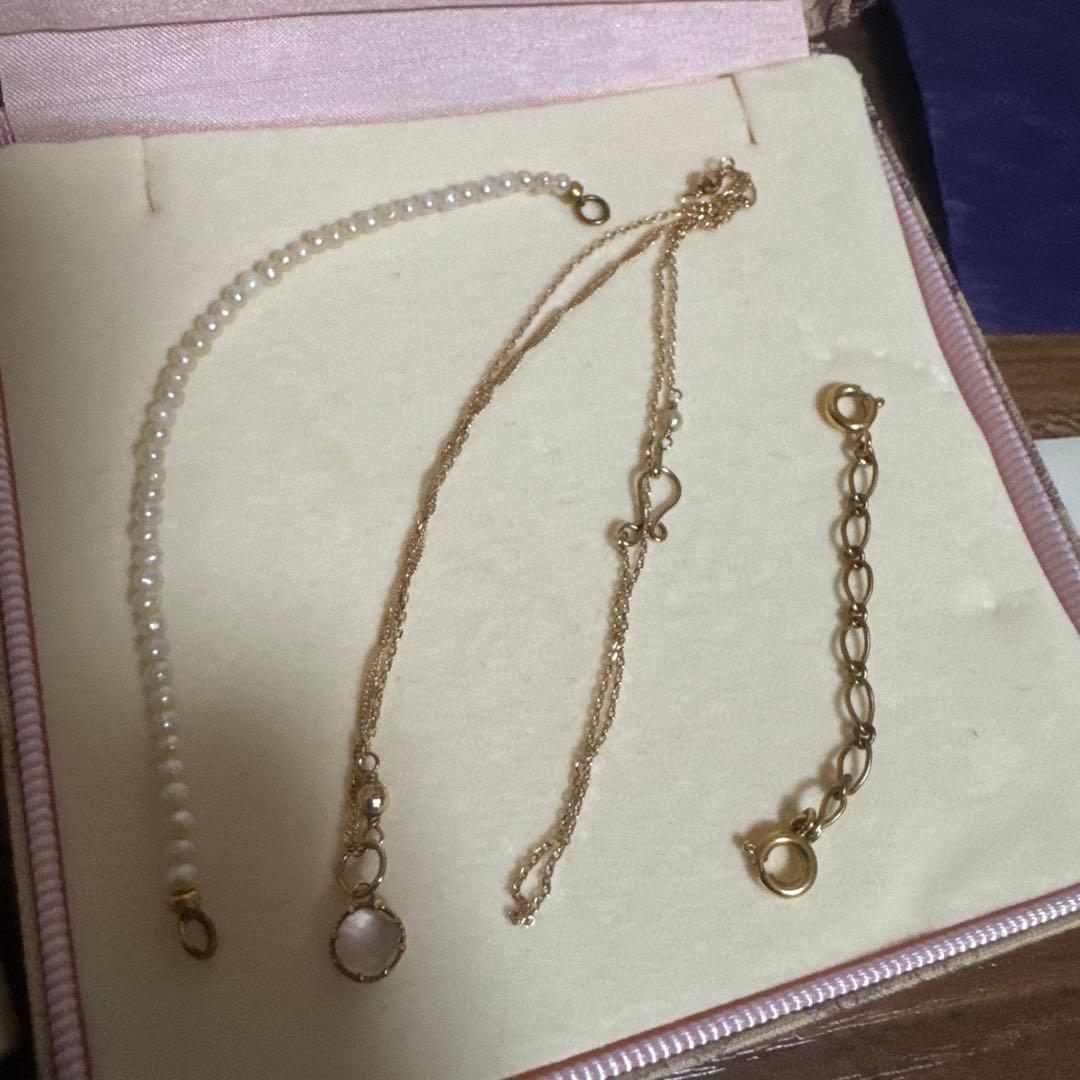 agete 2014 Spring Special Necklace in K10 Gold with 6mm charm and removable pearl on 40cm chain