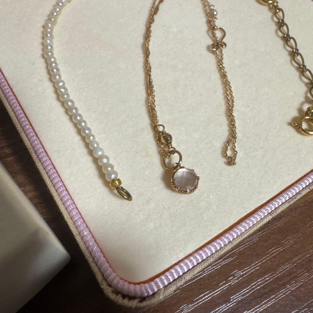 agete 2014 Spring Special Necklace in K10 Gold with 6mm charm and removable pearl on 40cm chain
