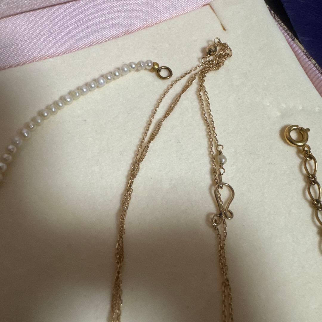 agete 2014 Spring Special Necklace in K10 Gold with 6mm charm and removable pearl on 40cm chain