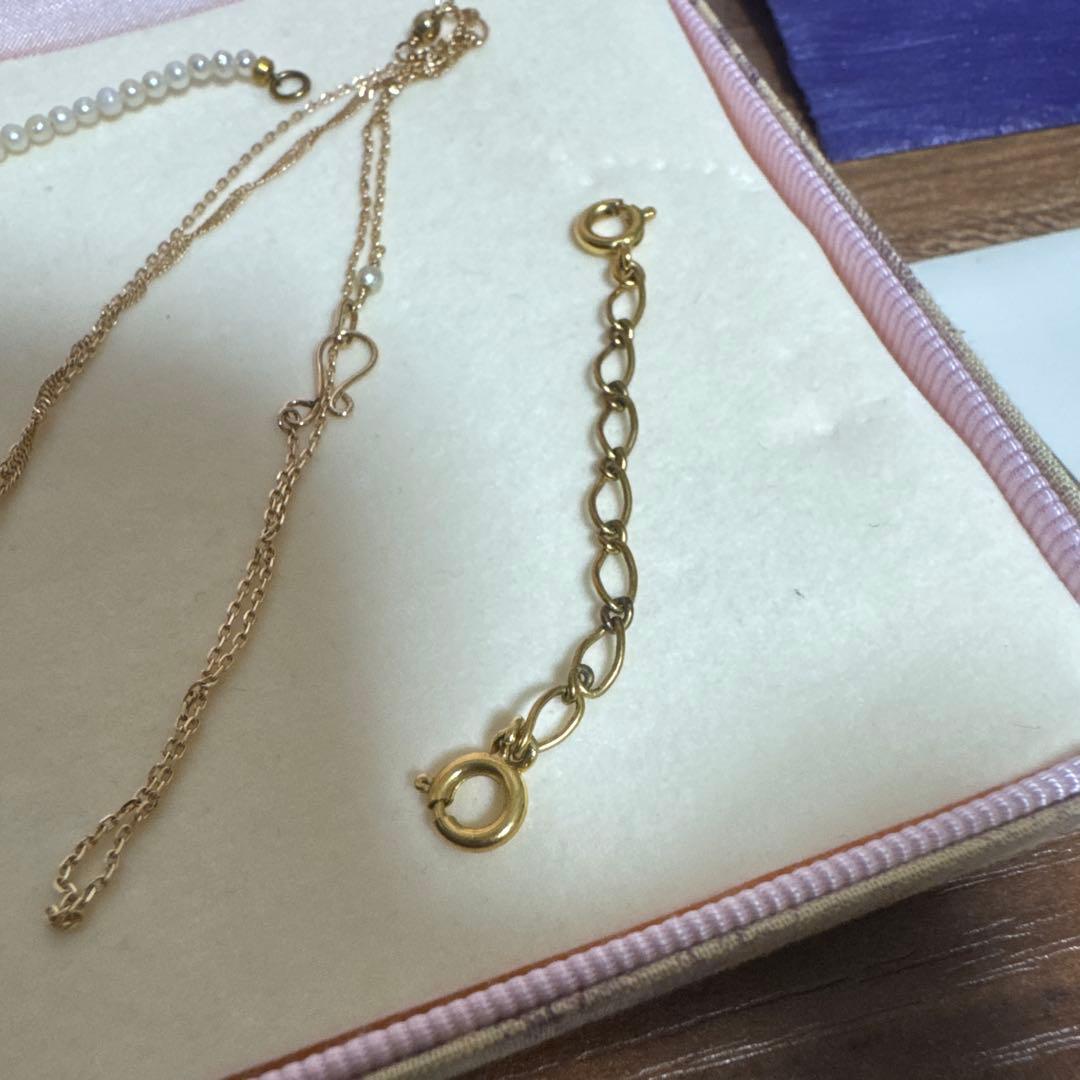 agete 2014 Spring Special Necklace in K10 Gold with 6mm charm and removable pearl on 40cm chain