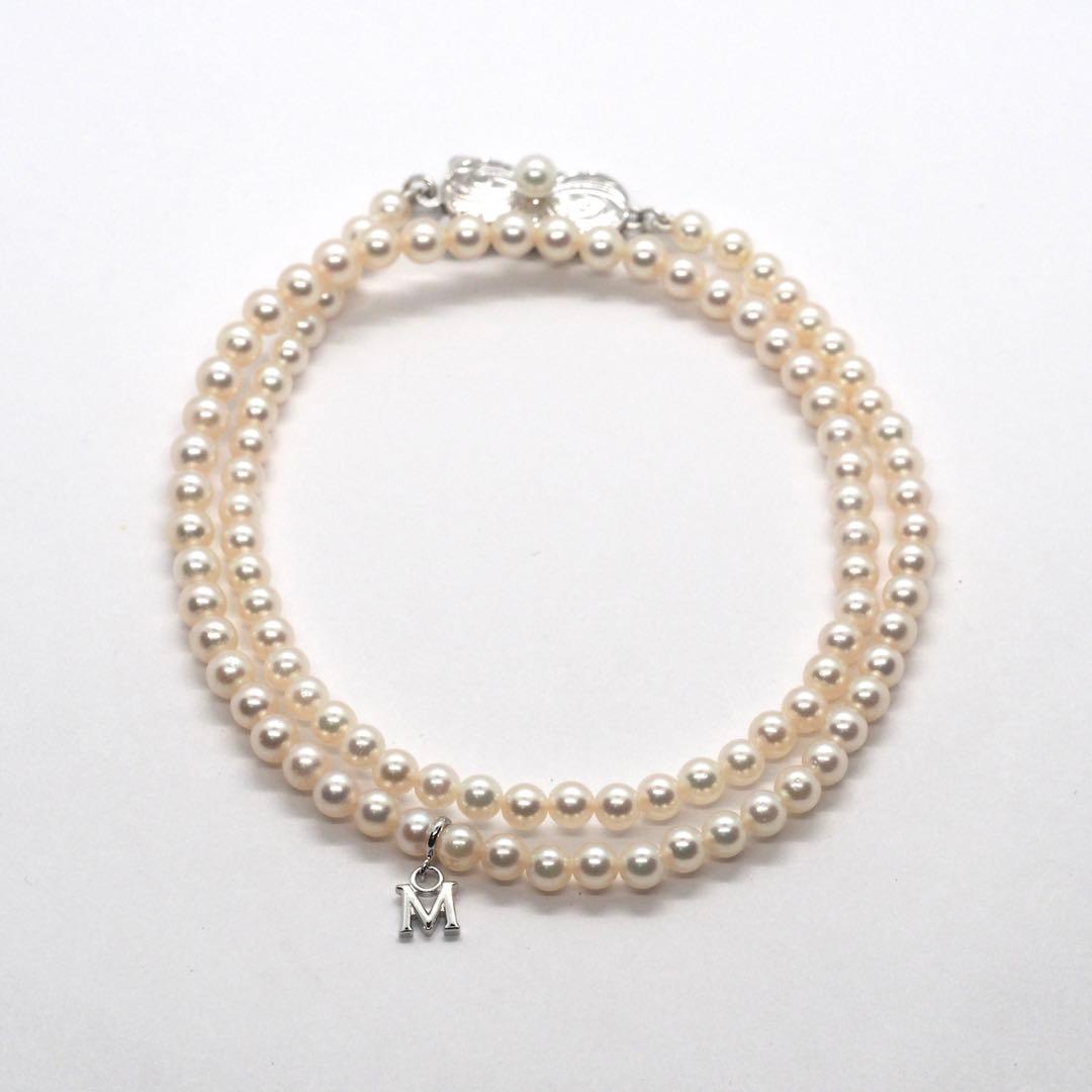 MIKIMOTO Baby Pearl Necklace with 98 small pearls and silver clasp, 37.5 cm length