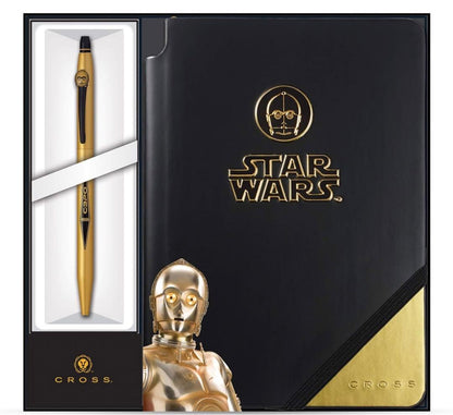 Star Wars Cross Click Jot Zone gift set featuring C-3PO matte black brass pen approximately 140mm long
