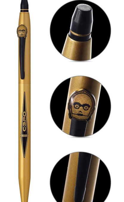 Star Wars Cross Click Jot Zone gift set featuring C-3PO matte black brass pen approximately 140mm long
