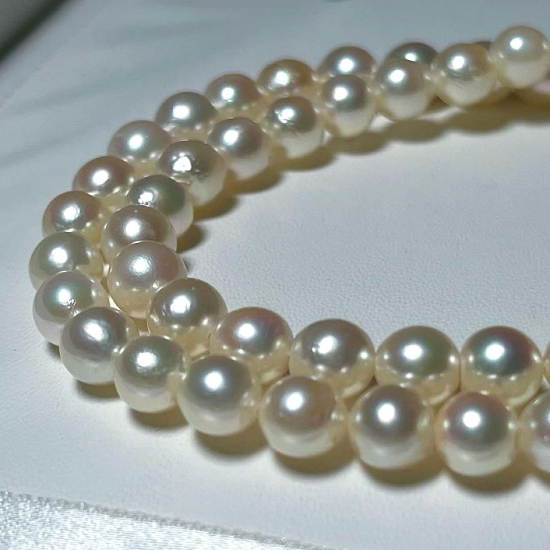 Akoya pearl necklace with round white pearls 6.5-7.0mm and SILVER clasp, 43 cm length