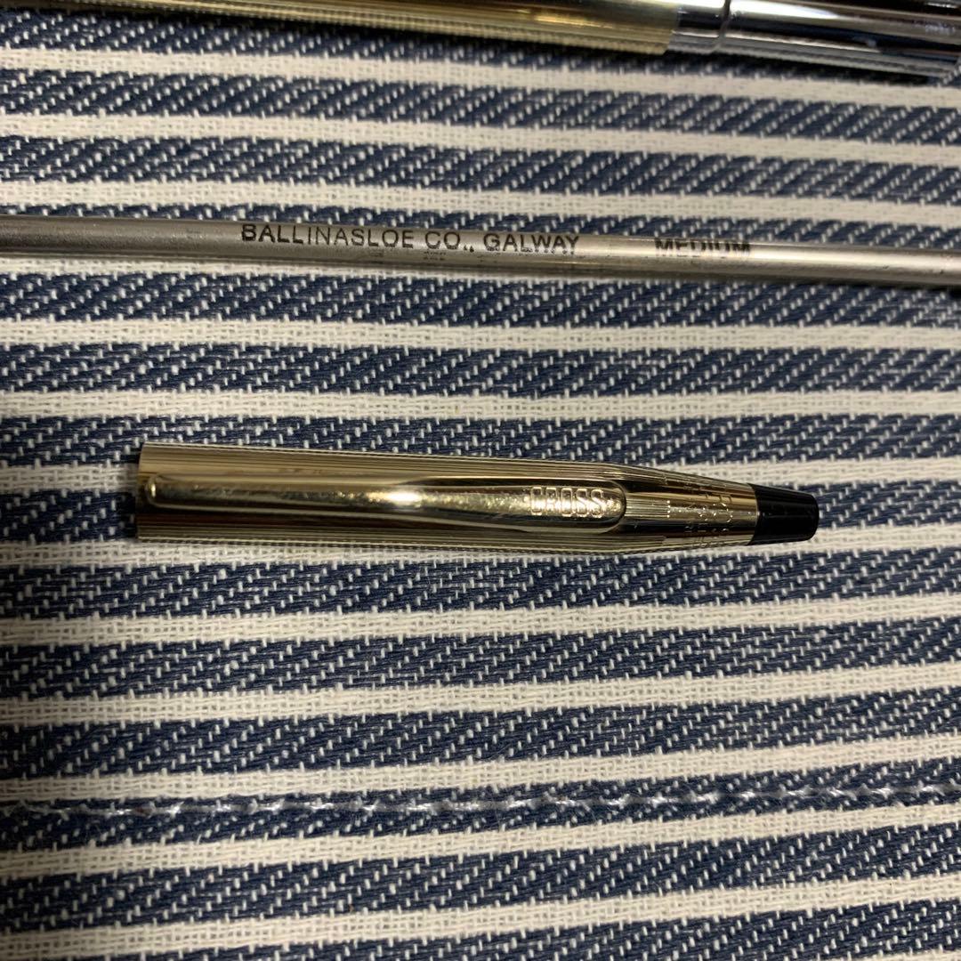 CROSS Ballpoint Pen Classic 10kt gold-plated with black grip and oil-based ink refill
