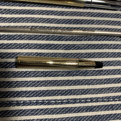 CROSS Ballpoint Pen Classic 10kt gold-plated with black grip and oil-based ink refill
