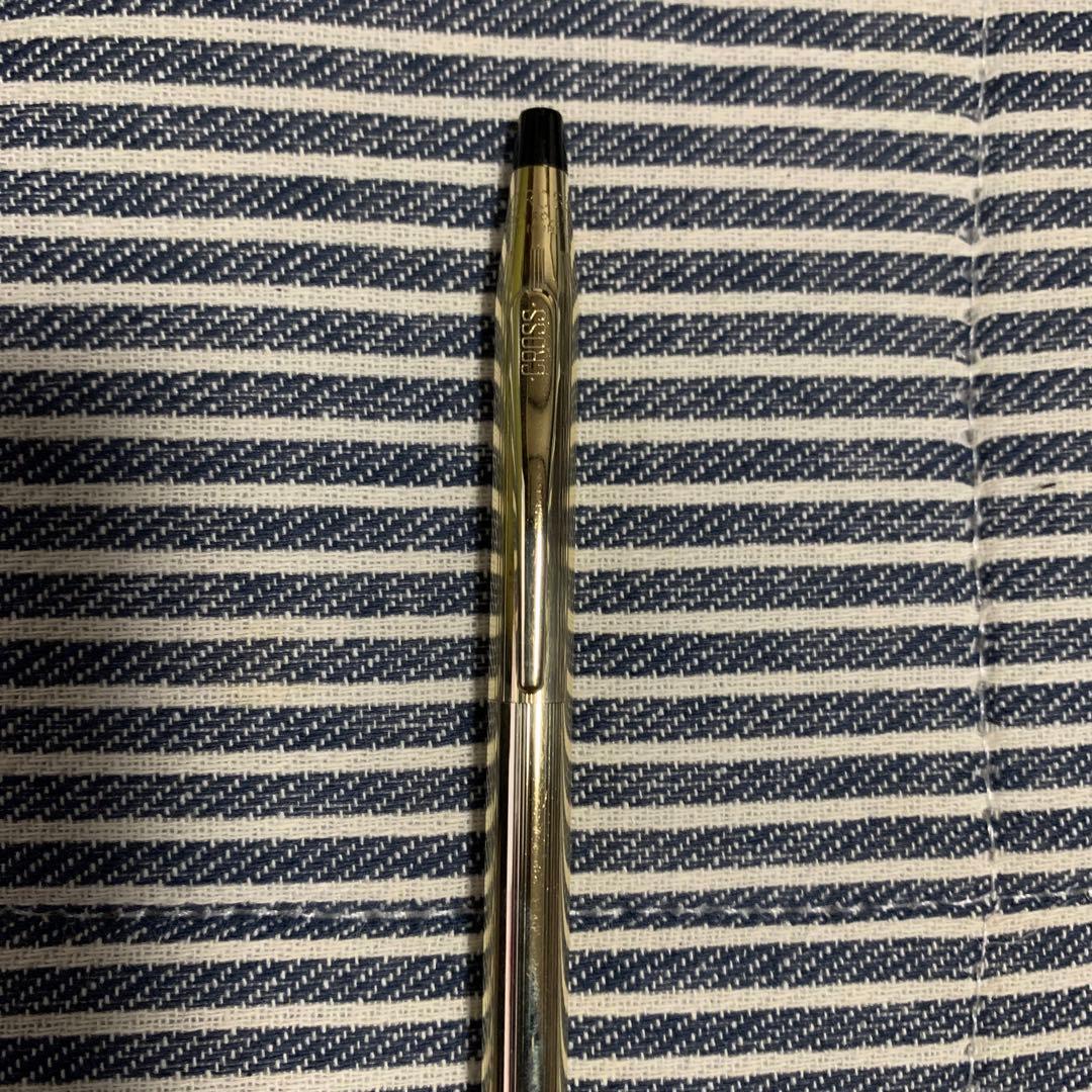 CROSS Ballpoint Pen Classic 10kt gold-plated with black grip and oil-based ink refill