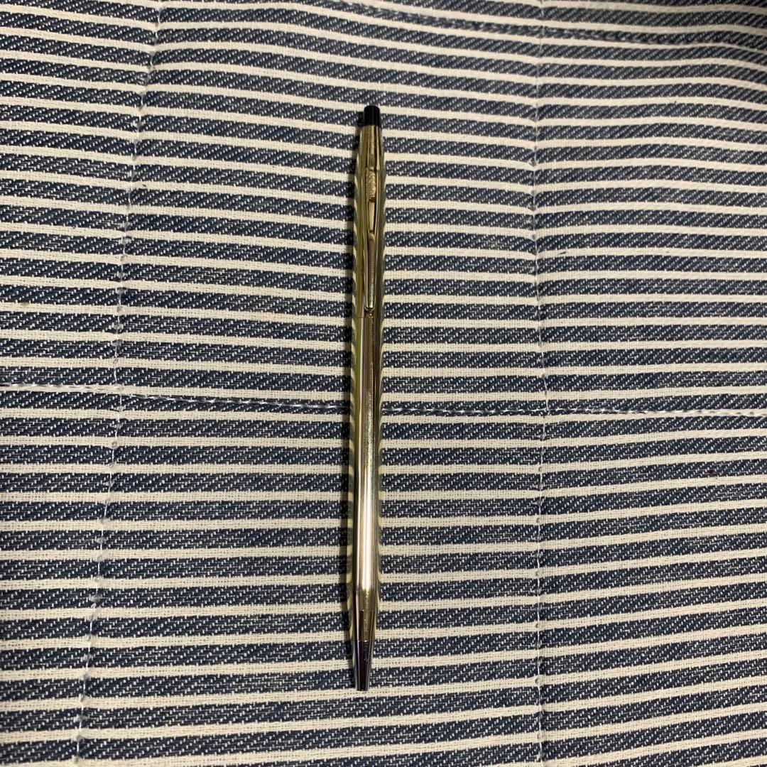 CROSS Ballpoint Pen Classic 10kt gold-plated with black grip and oil-based ink refill